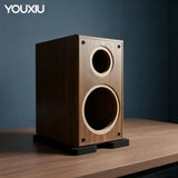 YOUXIU Vented Bass Speaker Cabinet, Premium Walnut Solid Wood DIY Audio Subwoofer Box Audio Equipment