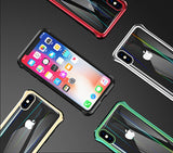 The 3rd Gen Magnetic Adsorption of No Edge Metal Bumper Case for iPhone X,Clear Tempered Glass Hard Back Cover