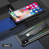 The 3rd Gen Magnetic Adsorption of No Edge Metal Bumper Case for iPhone 8,Clear Tempered Glass Hard Back Cover