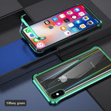 The 3rd Gen Magnetic Adsorption of No Edge Metal Bumper Case for iPhone XS,Clear Tempered Glass Hard Back Cover