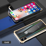 The 3rd Gen Magnetic Adsorption of No Edge Metal Bumper Case for iPhone 7 Plus,Clear Tempered Glass Hard Back Cover