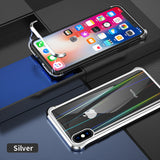 The 3rd Gen Magnetic Adsorption of No Edge Metal Bumper Case for iPhone 8 Plus,Clear Tempered Glass Hard Back Cover