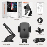 Wireless Car Charger,10W Qi Fast Charging Auto-Clamping Car Mount,Windshield Dashboard Air Vent Phone Holder